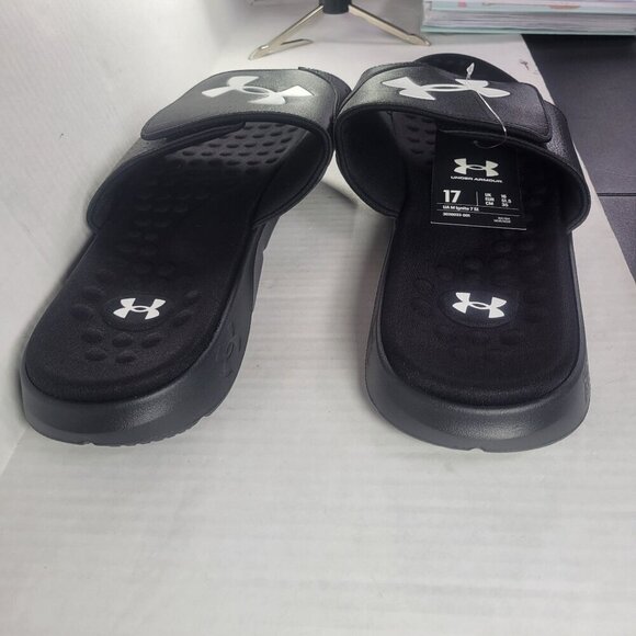 Under Armour Men Ignite 7 SL Black & White Adjustable Slide Sandals Size 17